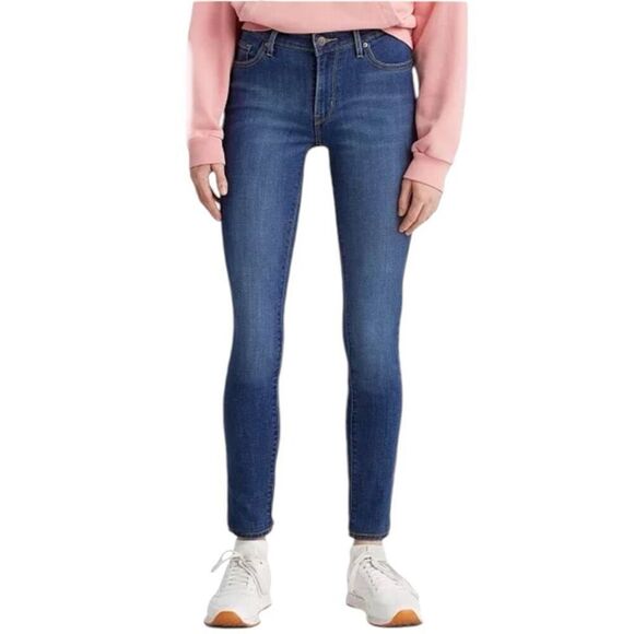 Womens Levis Mid-Rise Medium Stonewash Rinse Skinny Jeans - Sz 14 - Picture 1 of 5